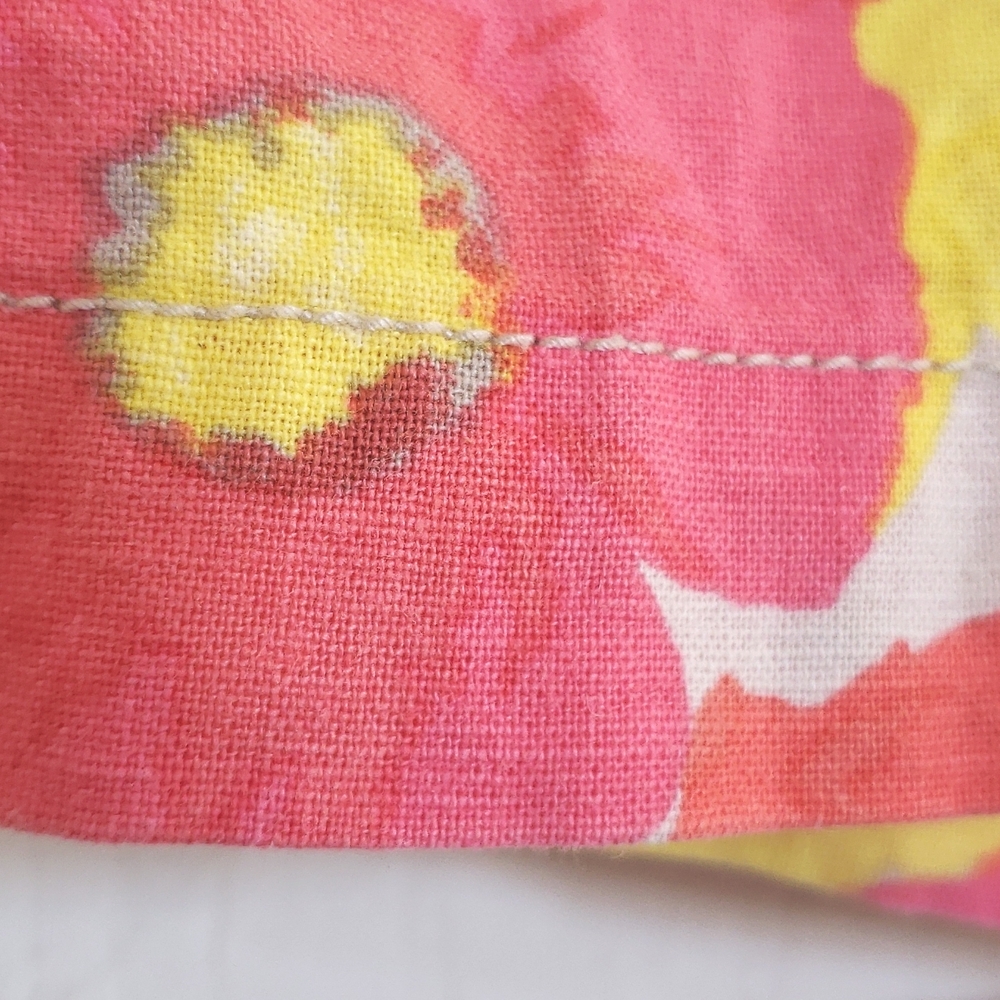 LOFT Floral Linen Shorts Pink Orange Coral Yellow - Picture 10 of 13